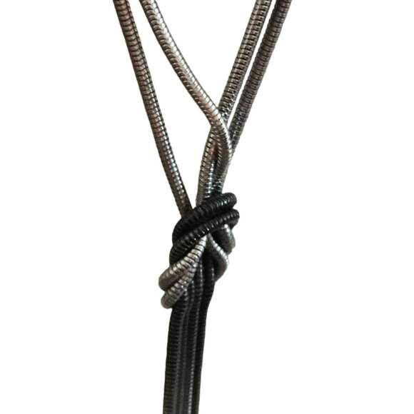 Black and Silver Tone Metal Long Lariat Chain Necklace - Picture 3 of 3